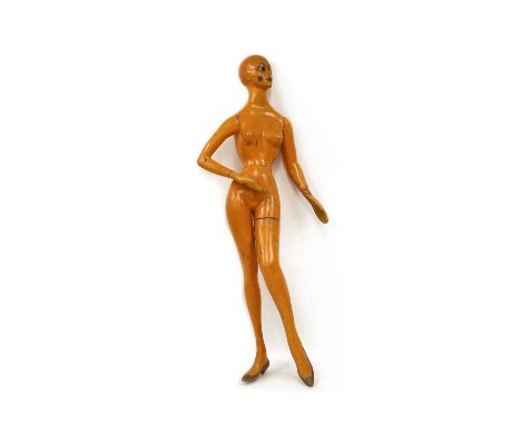 A 1960s female painted mannequin, with large googly eyes, brown blusher lips, 170cm high approximatelyCondition report: Used 