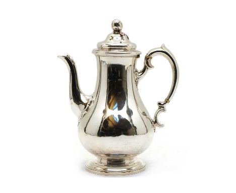An early Victorian silver coffee pot, by Edward Junior, John &amp; William Barnard, London 1841, of baluster form, with acorn