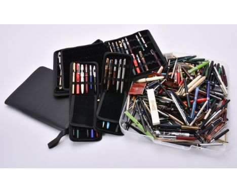 
	
		A large collection of assorted fountain pens, ball point pens, roller ball pens and propelling pencils, various differen