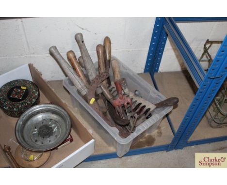 A box of vintage hand tools 