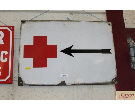 An original WW2 "Air Raid Shelter First Aid Post" enamel sign, approx. 14" x 19½"
