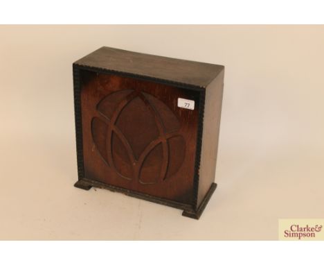 An Art Deco oak cased radio speaker