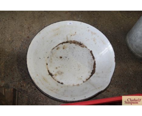 A large enamel bowl 