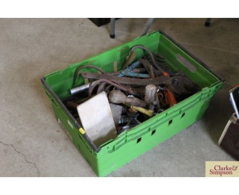 A plastic container of tools and tool heads