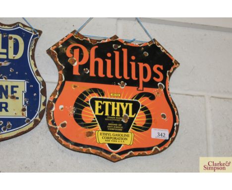 A "Phillips" enamel advertising sign of shield shape, approx. 12" x 12" in extremes