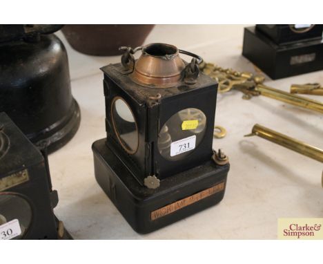 An LNER internal signal box lamp for Wickham Market Junction