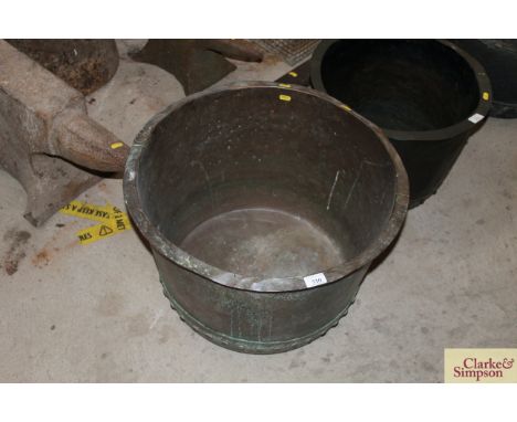 A copper copper, complete with old repair patch approx. 23" dia. x 16" high A/F