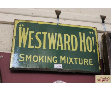 An enamel advertising sign "Westwood Ho 'Smoking Mixture'", approx. 10½" x 18"