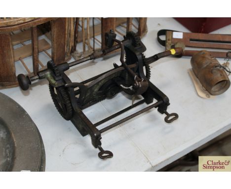 A Victorian mechanical fruit peeler 