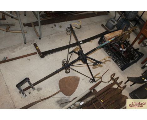 A weather vane with cockerel pointer