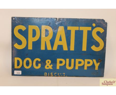 A "Spratt's Dog and Puppy Biscuit" enamel sign, approx. 19¾" x 12½" (some repainting)