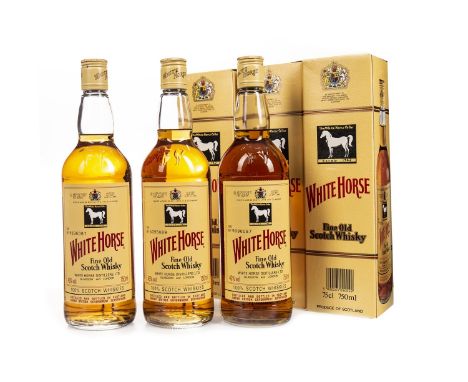 WHITE HORSE (3) Single Malt Scotch Whisky 750ml, 43% volume, in carton. Three bottles.