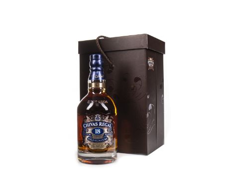 CHIVAS REGAL GOLD SIGNATURE AGED 18 YEARS GLASS SET Blended Scotch Whisky 70cl, 40% volume, in box with two glasses.