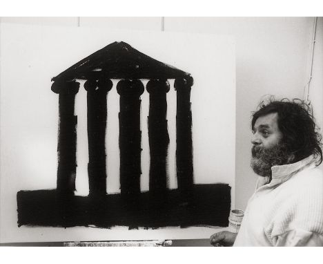 Penck, A. R. -- Photographer: Alberto Alvim. The artist A. R. Penck. 1980s. 2 vintage gelatin silver prints on RC paper. 30 x