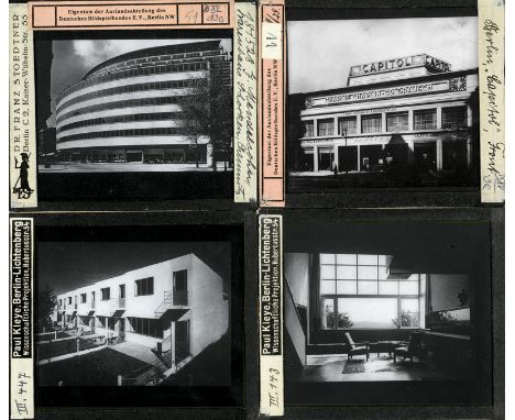 Architecture, Modern German -- Collection of modern German architectural images, interior and exterior views. 1920s. Circa 12