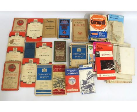 A quantity of various maps including Ordnance Survey including some Cornwall, GWR railway line & OS canvas Watford, includes 