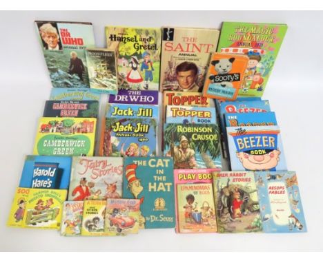 A quantity of annuals & books including The Saint, Dr. Who, Beezer, The Magic Roundabout, Camberwick Green, Jack & Jill, Aeso