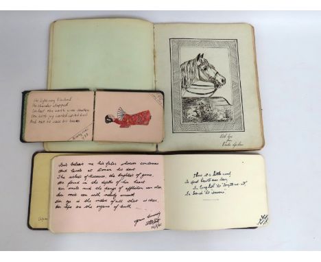 Three early 20thC. autograph albums with notes & a sketch book