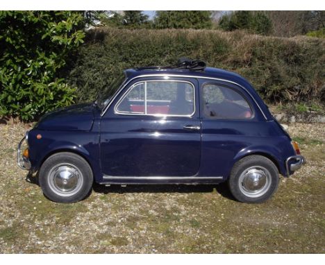 A 1972 Fiat 500L, registration number YTA 223L, blue. This charming Fiat 500L has been in the current ownership since 1989. W