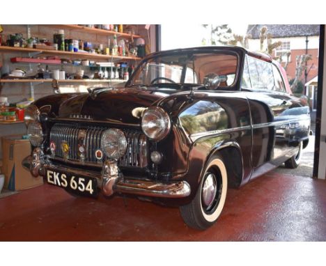 A 1955 Ford Consul DeLuxe Mk I convertible, registration number EKS 654, chassis number E0TA168800, black. In current ownersh