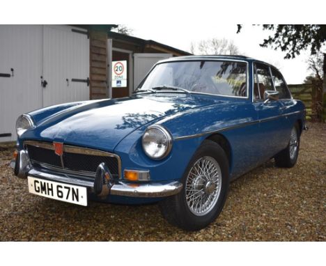 A 1974 MG B GT, registration number GMH 67N, chassis number GHD5-348131G, engine number 18VEH-4756, Teal blue.  MG's B series