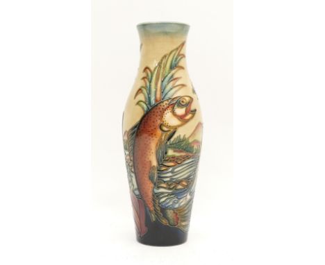 A Moorcroft vase, in the pattern, 'Trout', designed by Philip Gibson, dated 1998, H-25.5cm. Condition: First Quality; No mark