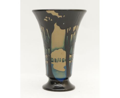 A Moorcroft vase, entitled 'Astbury Mere', limited edition, 64/200, designed by Emma Bossons, H-16cm. Condition: Second Quali