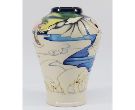 A Moorcroft vase, in the pattern, 'Northern Lights', limited edition, 18/30, boxed, designed by Vicky Lovatt, dated 2015, H-2