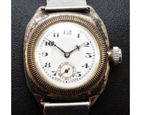 Rolex, a Swiss silver mid size manual wind wristwatch, c.1925/1930, ref. 260554/1925, original white enamel dial with Arabic 