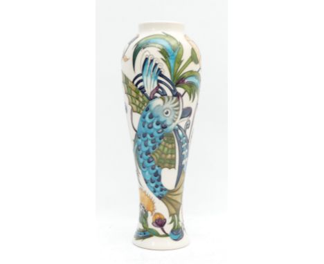 A Moorcroft Trial vase, in the pattern, 'Fishing for Dreams', designed by Nicola Slaney, dated 2014, H-26.5cm. Condition: Fir