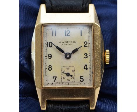 J.W. Benson, a 9ct gold manual wind gentleman's wristwatch, Birmingham 1946, the original dial with Arabic numerals and subsi