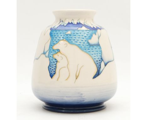 A Moorcroft vase, depicting polar bears and ice caps entitled 'Arctic Home', limited edition, 2/3, designed by Paul Hilditch,