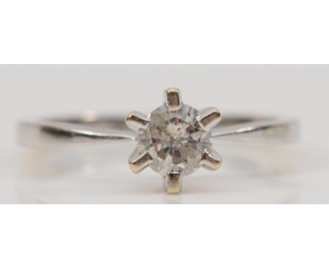 An 18ct white gold brilliant cut diamond solitaire ring, approx 0.50ct diamond, M, 3g