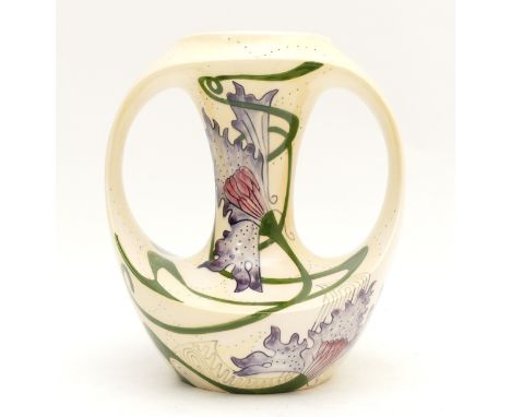 A Black Ryden vase, in the pattern, 'Echoes', dated 2002, H-19cm, boxed. Condition:There is crazing to the body of the vase a
