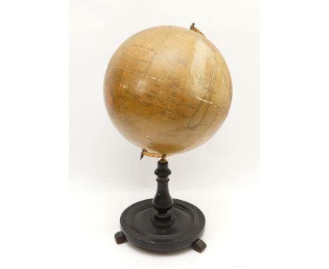 Cartography -  George Philips &amp; Son (London), an early 20th century educational 12" terrestrial globe, mounted on a turne
