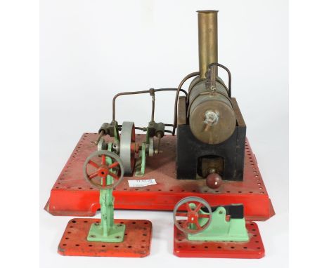 A Mamod static steam engine and two steam hammer accessories (3) 
