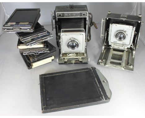 A Micro-Press 5x4 camera together with a MPP 5x4 Micro Technical camera, both with Schneider Kreuznach lenses and some MPP sl