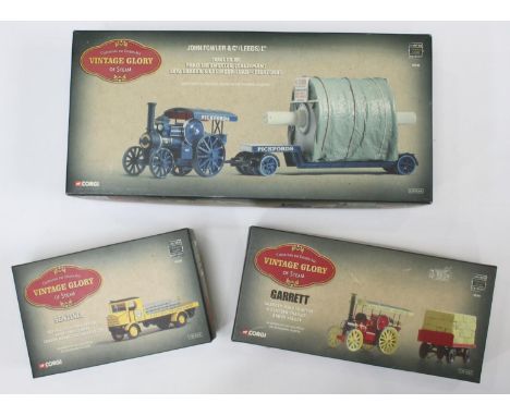 Three various Corgi 'Vintage Glory' steam vehicles, Garrett Road Tractor &amp; Trailer, Sentinel Platform Wagon and Fowler B6