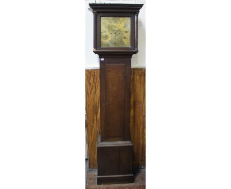 An oak longcase clock by Samuel Bentley of Kingsbridge, the brass dial with Roman and Arabic numerals denoting hours and subs