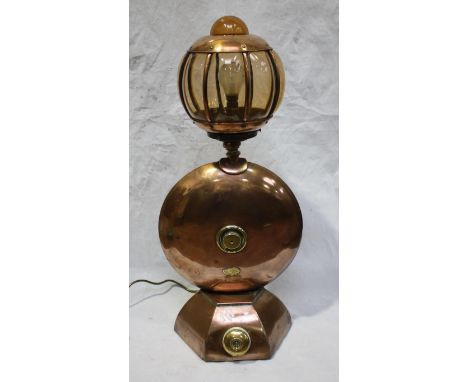 Vintage copper lamp made from up-cycled parts, in working order and PAT tested, 70cm high 