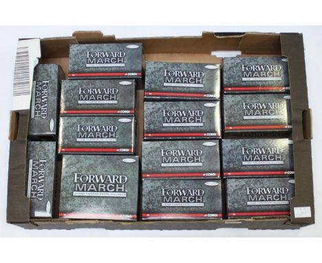 A collection of 14 boxed Corgi 'Forward March' hand-painted metal figures of military and naval men 