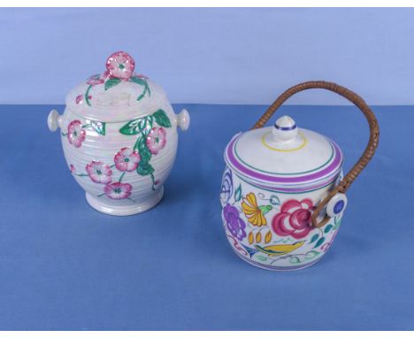 Maling pottery biscuit barrel and a Poole biscuit jar