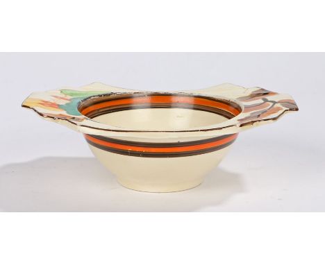 Clarice Cliff Bizarre Fantasque Newport Pottery grapefruit dish, with autumnal leaf decoration, printed marks to base and imp