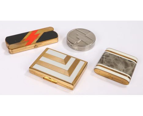 Four vintage powder compacts; a Helena Rubenstein enamel &amp; gold tone compact, a Mul-koh tap powder sifter compact in a ge