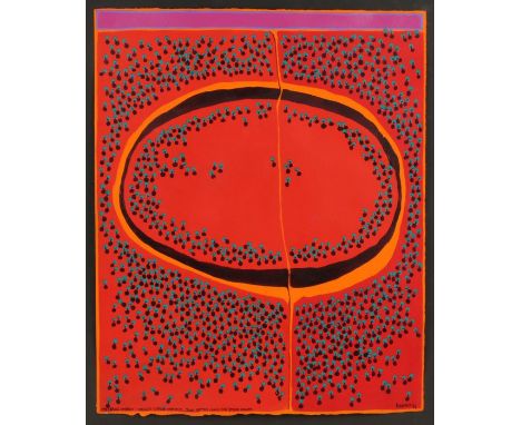 Harvey (Australian School), "Cosmic Impact- Wolf Creek Crater, just ff the Canning Stock Route", signed dot painting dated '9