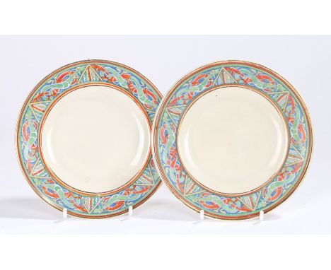 Pair of Belleek Celtic Ring pattern side plates, with second period black and blue marks to bases, 15cm diameter (2)