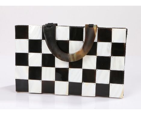 1960's shell tile bag in black &amp; white chequered design