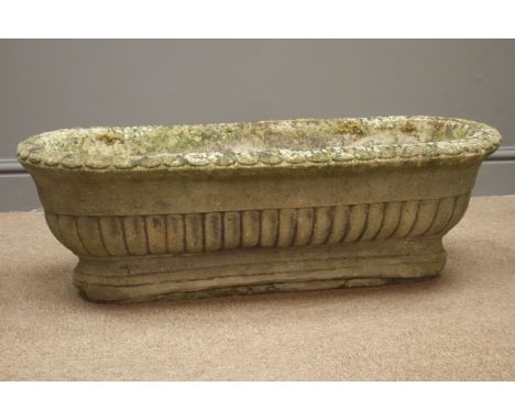 Composite stone rectangular trough, W85cm, H28cm, D38cm Condition Report Click here for further images, condition, auction ti