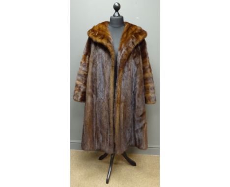 Ladies three quarter length mink coat, monogram 'MH', L104cm
