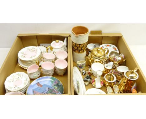 Royal Albert 'Braemar' pattern 34 piece tea service, continental gold lustre coffee service, qty of Wade Whimsies, collectors